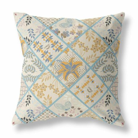 PALACEDESIGNS 28 in. Patch Indoor & Outdoor Throw Pillow Gold & Cream PA3095947